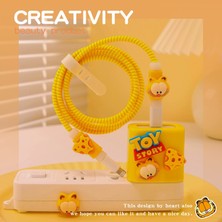 iPhone Garfield Figürlü 18W/20W Uyumlu Şarj Aleti Kılıfı, Toparlayıcı, Kablo Koruyucu