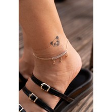Moonjy Çelik Gold Baget Taşlı Yıldız Charm'lı Halhal