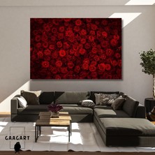 Gaagart Tekli Yatay Kanvas Salon Duvar Tablosu Kırmızı Güller Tasarım