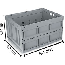 Alpbx Büyük Katlanır Kasa Gri (80X60X45 Cm) | 173 Litre