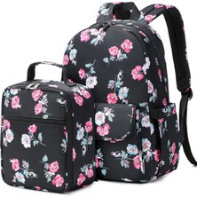 Go Veform Kız Çocuk 2 Li Okul Çanta Seti Laptop Bölmeli Sırt Çantası, Termos Özellikli Beslenme Çantası Siyah OSÇ2109