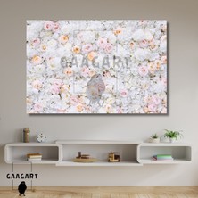 Gaagart Tekli Yatay Kanvas Salon Duvar Tablosu Beyaz Soft Çiçekler