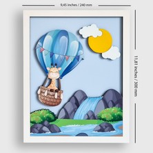 Nn Decor Balon Macerası 3'Lü Set | 3 Boyutlu, Çerçeveli, Ahşap, Çocuk Odası Tablo Seti | Baskı Ve El Boyaması