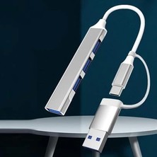 Epilons 4 Port'lu Bağlantı Istasyonu Ultra Ince USB Bölücü Type-C Tipi Çoklu Arayüz Adaptörü Multi USB Çoklayıcı