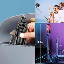 Epilons Fotoğraf Makinası ve Telefon Takılabilen 2si 1 Arada 2.2m Uzayan Selfie Çubuğu Kumandalı Tripod