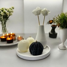 Miss Lina 3'Lü Mum Seti,Vazo Ve Yuvarlak Stant Tabak