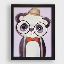 Nn Decor Panda, Maymun, Sloth 3'Lü Set | 3 Boyutlu, Çerçeveli, Ahşap, Bebek Odası Tablo Seti | Baskı & El Boyaması