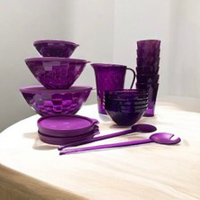 Tupperware Pırlanta Mor Set 27 Parça Tam Set Saklama ve Servis Kabı Piknik Seti