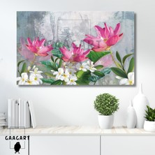 Gaagart Tekli Yatay Kanvas Duvar Tablosu Dekoratif Pembe Beyaz Çiçek