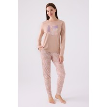 Pıerre Cardın Kadın Uzun Kol Pijama Takım PC8878 Vizon