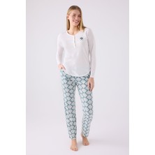 Pıerre Cardın Kadın Uzun Kol Pijama Takım PC8907 Krem