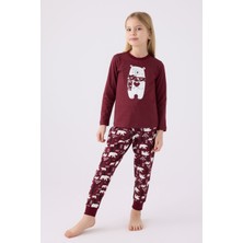 Arnetta Kız Çocuk Bordo Pijama Takımı