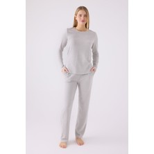 Pıerre Cardın Kadın Uzun Kol Pijama Takım PC8908 Gri