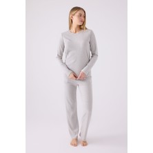 Pıerre Cardın Kadın Uzun Kol Pijama Takım PC8908 Gri