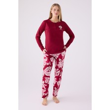 Pıerre Cardın Kadın Uzun Kol Pijama Takım PC8866 Vişne