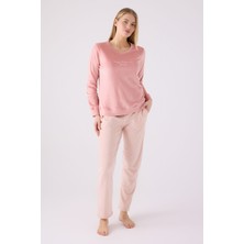 Pıerre Cardın Kadın Uzun Kol Pijama Takım PC8916 Retro Pembe