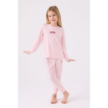 U.S. Polo Assn. Kız Çocuk Uzun Kol Pijama Takım US1987 Açık Pembe
