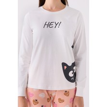 RolyPoly Kadın Krem Uzun Kol Pijama Takım