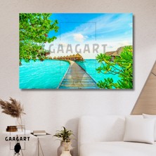 Gaagart Tekli Yatay Kanvas Duvar Tablosu Tatil Manzarası Bora Bora