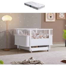 Setay Sallanan Mdf Beşik, Bella Büyüyen Beşik 90X120 + 1 Adet Comfort Yatak