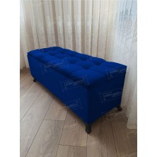 Aldagelsin Çizgi Kapitoneli Sandıklı Puf 90 Cm Siyah Ayak