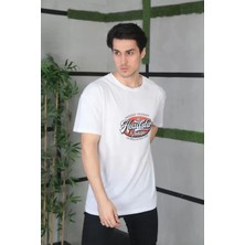 Koflandy Unisex Baskılı Oversize T-Shirt - Beyaz