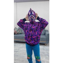 Koflandy Unisex Pubg Bape x Shark Hoodie - Mor