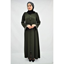 Moda Çizgi Püskül Detaylı Ferace Haki MC4017