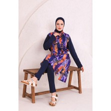 Zey&Ka Butik Büyük Beden Petek ve Çiçekli Nanotex Tesettür Mayo