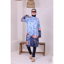 Zey&Ka Butik Büyük Beden Batik Desen Nanotex Tesettür Mayo