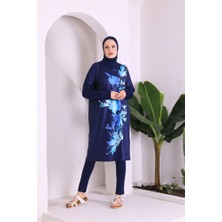 Zey&Ka Butik Büyük Beden Boydan Çiçekli Nanotex Tesettür Mayo