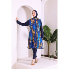 Zey&Ka Butik Büyük Beden Petek ve Çiçekli Nanotex Tesettür Mayo