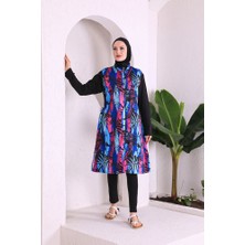 Zey&Ka Butik Büyük Beden Petek ve Çiçekli Nanotex Tesettür Mayo