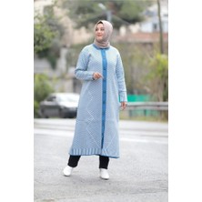 Zey&Ka Butik Büyük Beden Cotonit Pike Empirme Uzun Triko Hırka