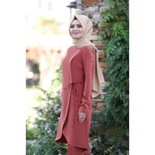 Moda Çizgi Boncuk Işlemeli Takım Mdc 5434 Mercan