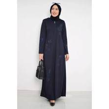 Moda Çizgi Nakışlı Ferace Mdc 2031 Lacivert