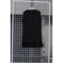 Zey&Ka Butik Büyük Beden Rayon Şifonlu Altı Pilise Penye Içlik Tunik