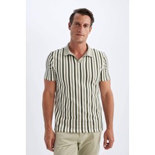 DeFacto Slim Fit Dar Kesim Çizgili Kısa Kollu Polo Tişört D4795AX24SM