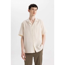 DeFacto Relax Fit Ceket Yaka Yazlık Müslin Kısa Kollu Gömlek C7582AX24SM