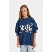 DeFacto Kız Çocuk Disney Mickey & Minnie Oversize Geniş Kalıp Bisiklet Yaka Sweatshirt C7352A824AU