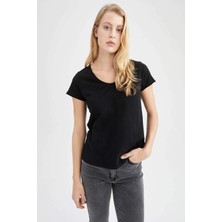 DeFacto Regular Fit V Yaka Kısa Kollu %100 Pamuk Tişört K1507AZ22SM