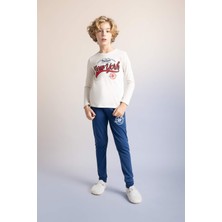 DeFacto Erkek Çocuk Baskılı Uzun Kollu Pijama Takımı B2646A823WN