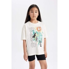 DeFacto Kız Çocuk Disney Mulan Oversize Geniş Kalıp Bisiklet Yaka Kısa Kollu Tişört