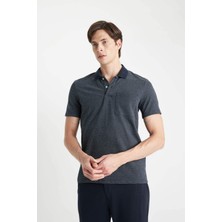 DeFacto Slim Fit Dar Kesim Polo Yaka Basic Düz Kısa Kollu Tişört D0031AX24SM