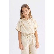 DeFacto Cropped Fit Pamuklu Kısa Kollu Gömlek Kız Çocuk C4272A824SM