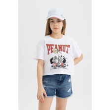 DeFacto Snoopy Bisiklet Yaka Kısa Kollu Tişört Kız Çocuk C2627A824SM