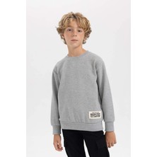 DeFacto Erkek Çocuk Bisiklet Yaka Dokuma Etiketli Sweatshirt B3897A823WN