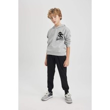 DeFacto Erkek Çocuk Kapüşonlu Baskılı Sweatshirt Eşofman Altı 2'li Takım B7731A824SP