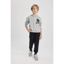 DeFacto Erkek Çocuk Kapüşonlu Baskılı Sweatshirt Eşofman Altı 2'li Takım B7731A824SP