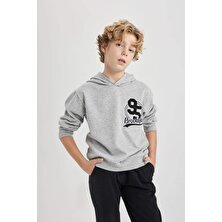 DeFacto Erkek Çocuk Kapüşonlu Baskılı Sweatshirt Eşofman Altı 2'li Takım B7731A824SP